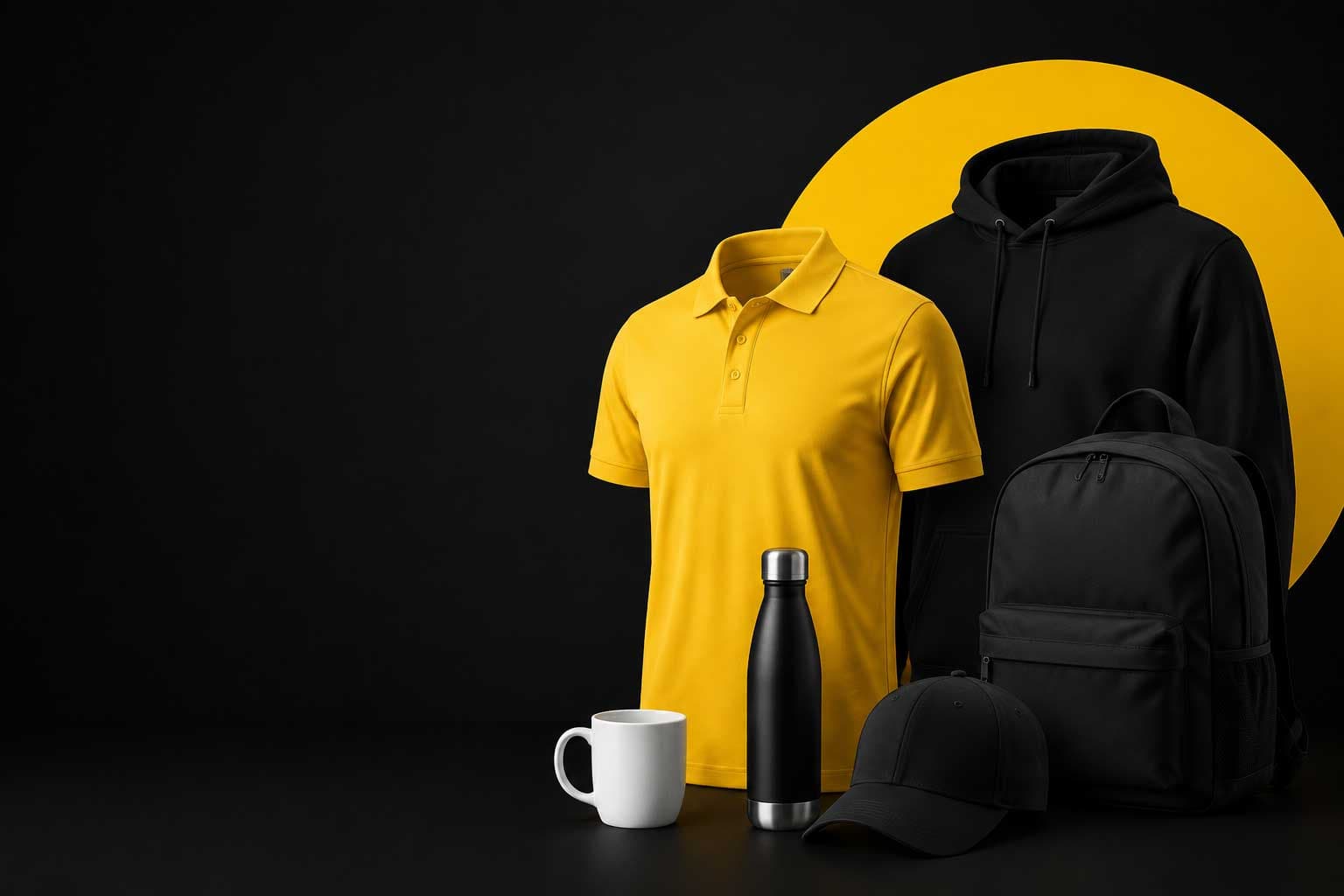 Composición de producto Arkubbo: polo, sudadera y merchandising