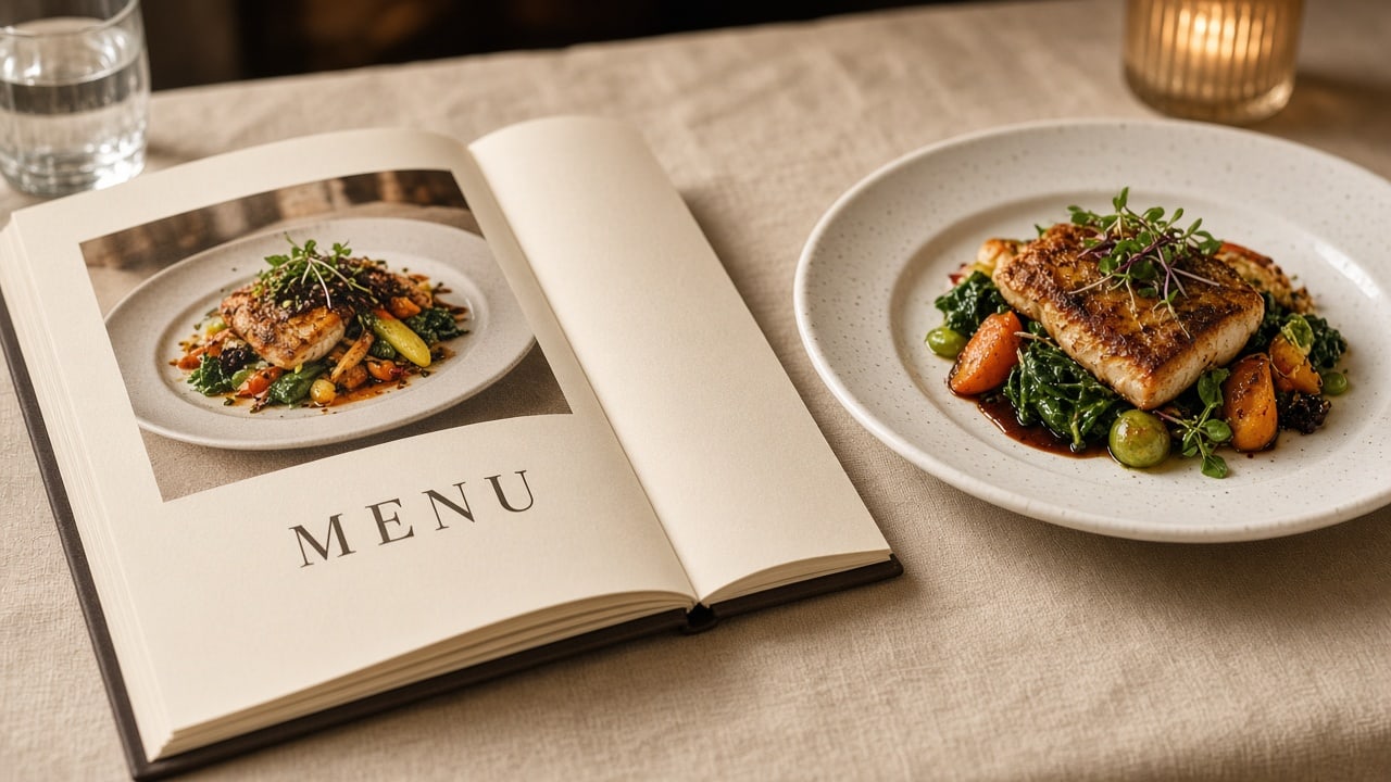 Muestra de menú de restaurante