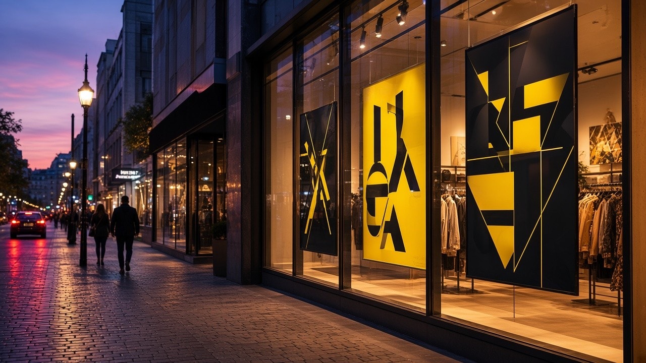 Carteles y pósters en escaparates urbanos