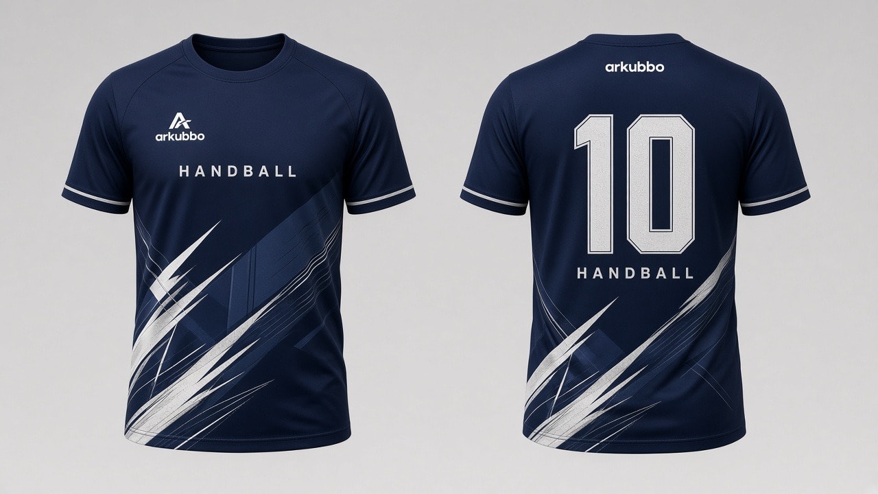 Camiseta de balonmano delantera y trasera con zonas de personalización