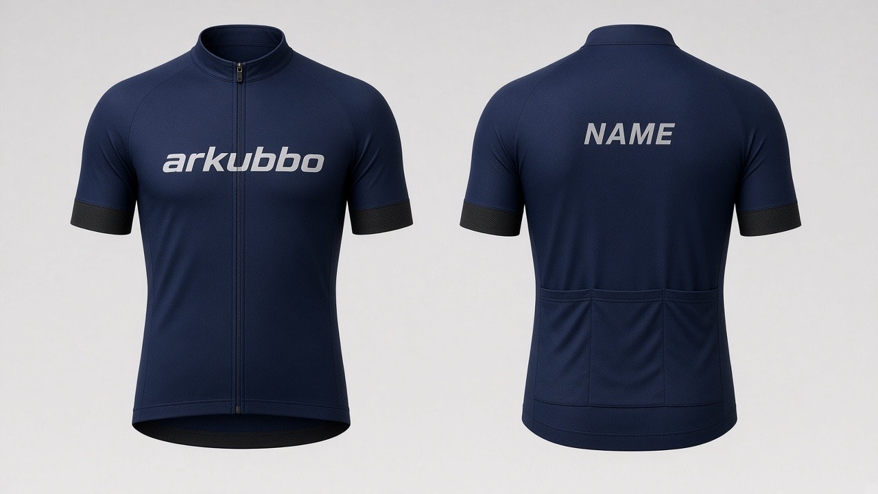 Maillot de ciclismo delantero y trasero con zonas de personalización