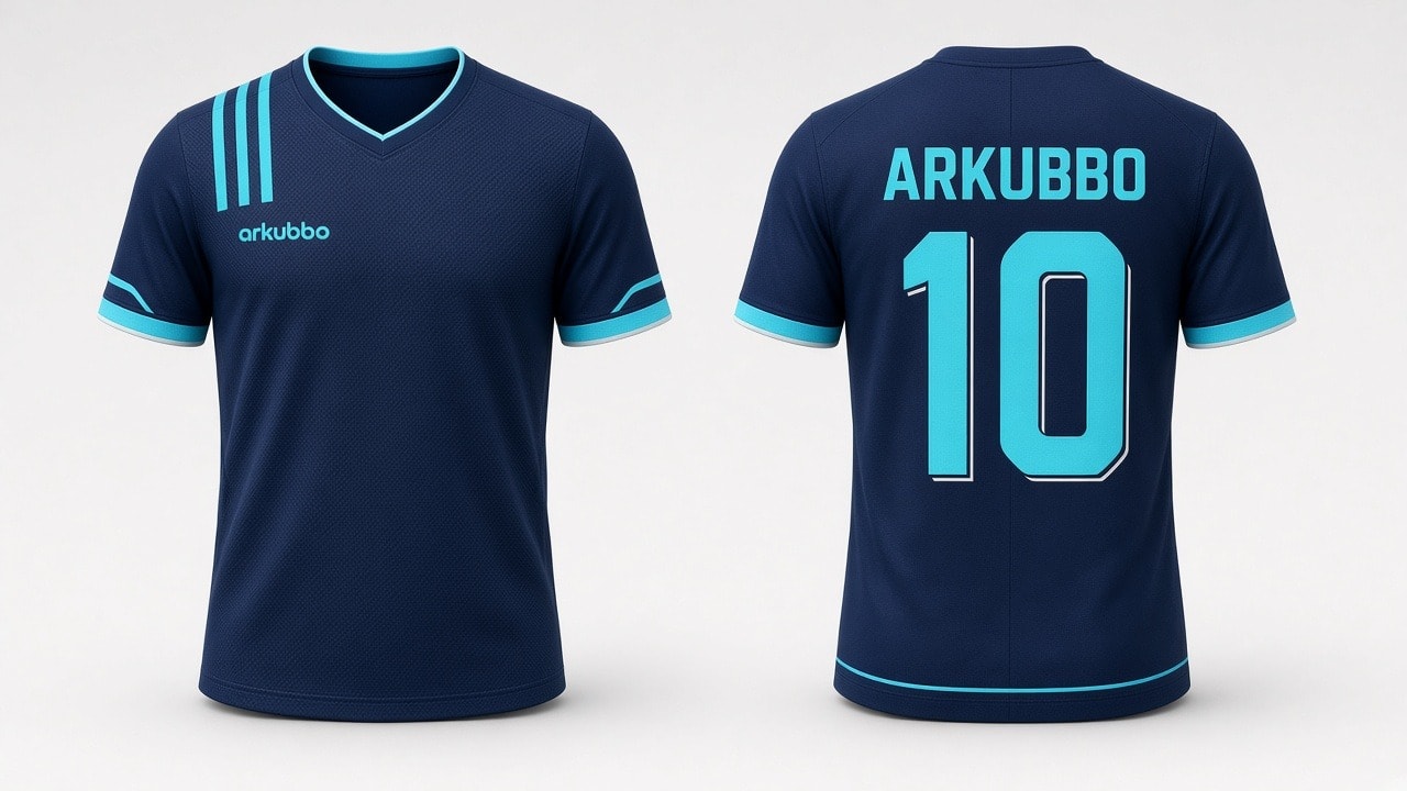 Camiseta de fútbol delantera y trasera con zonas de personalización