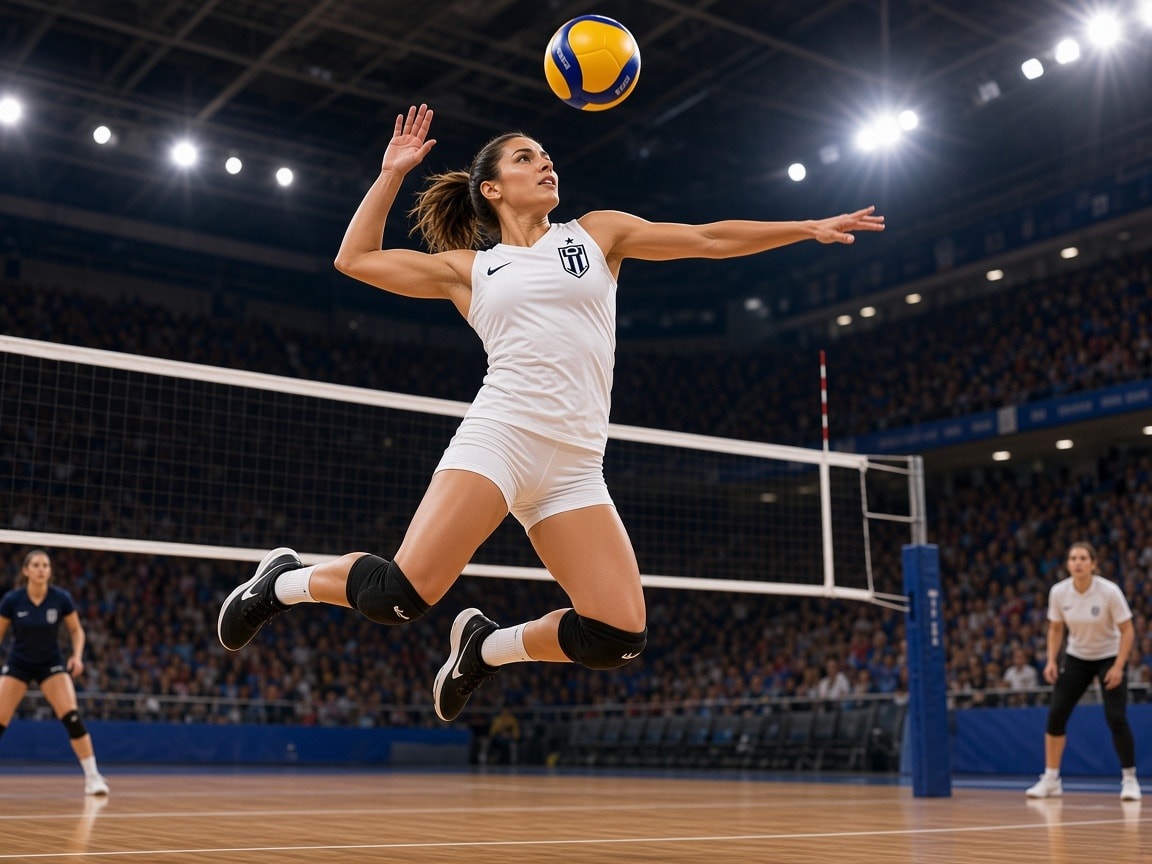 Balón de voleibol en una pista
