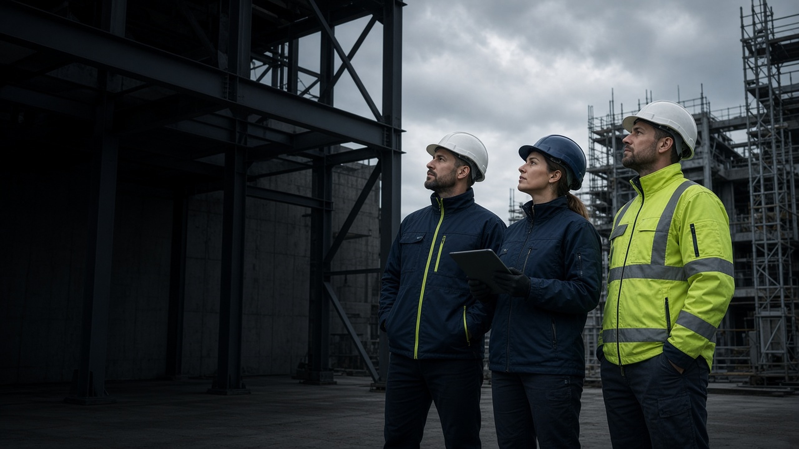 Profesionales con ropa laboral en entorno industrial