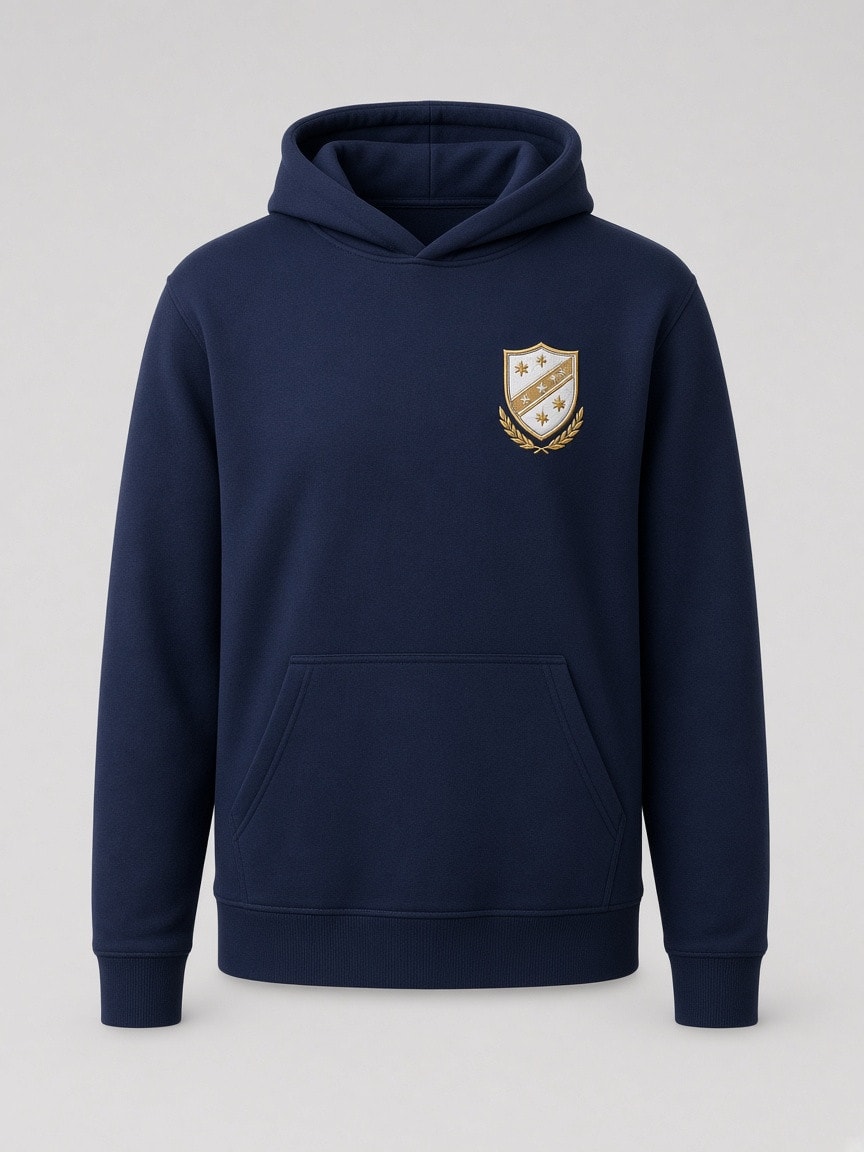 Sudadera escolar para escudo, iniciales, nombre y dorsal