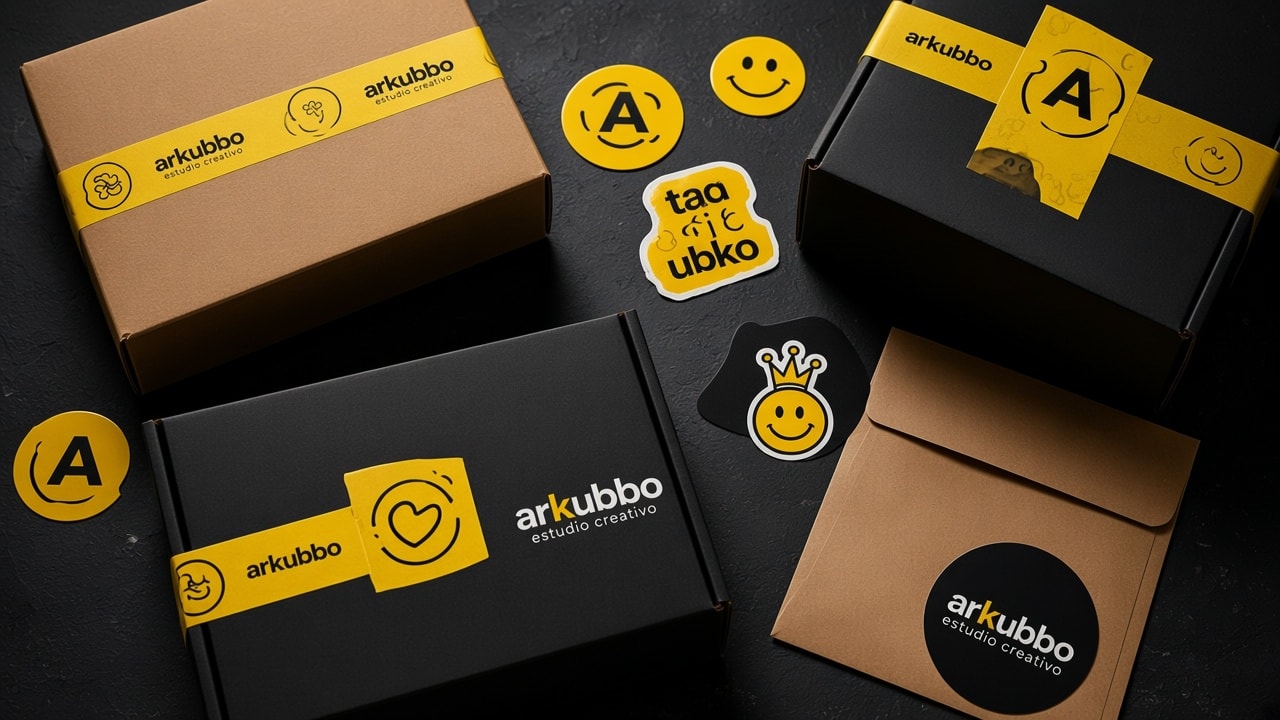 Packaging y pegatinas de marca coordinados