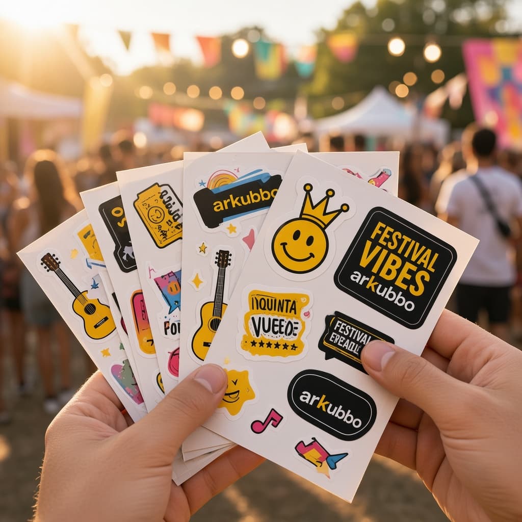 Pegatinas de marca en un evento