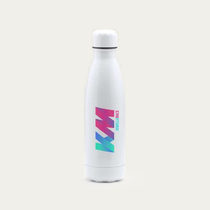 Botella blanca preparada para personalización por sublimación